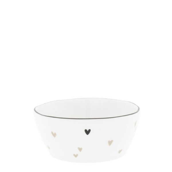 Bastion Collections - Schale klein "Hearts" - weiß/schwarz/beige - Ø 9,5