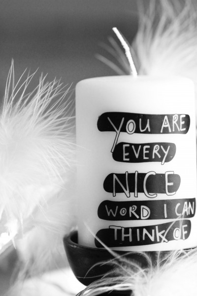 Rustik Lys - Stumpenkerze "You are every nice word i can think of" - 6 x 10 cm