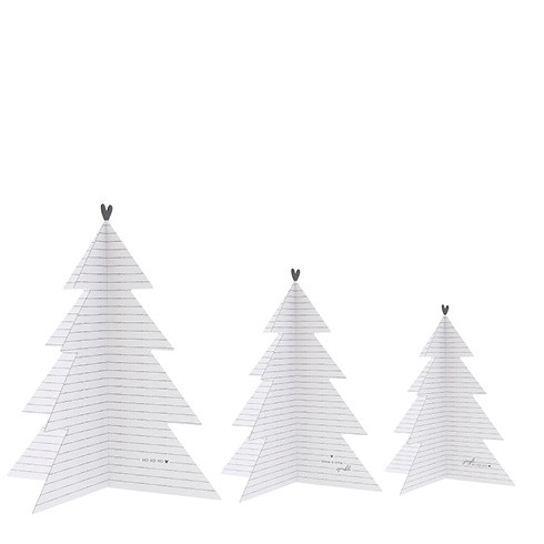 Bastion Collections - Weihnachtsbaum 3er-Set "Streifen" weiß-schwarz