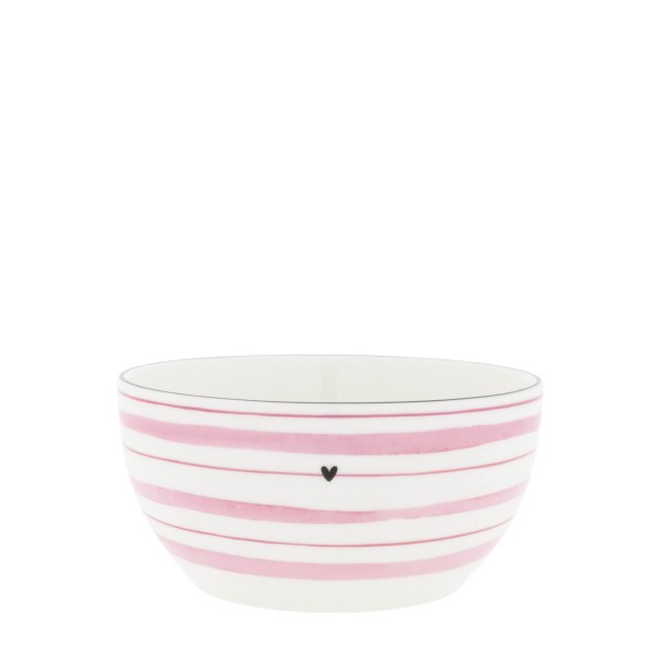 Bastion Collections - Schale "Watercolour Rose Stripes" - weiß/pink - Ø 14 cm