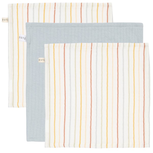 Little Dutch - Schnullertuch 3er-Set "Vintage Sunny Stripes / Pure Soft Blue"