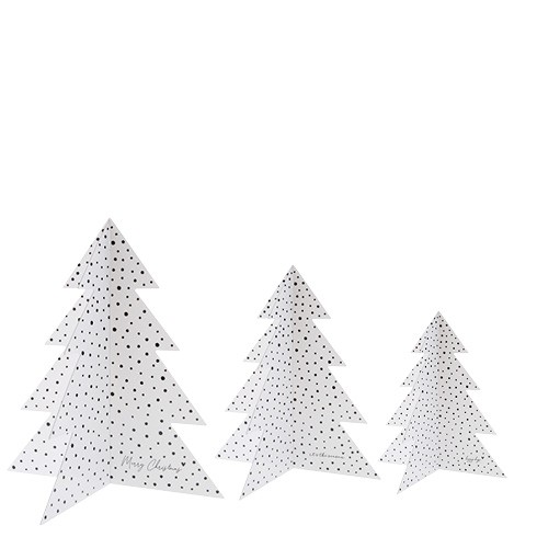 Bastion Collections - Weihnachtsbaum 3er-Set "Punkte" weiß-schwarz
