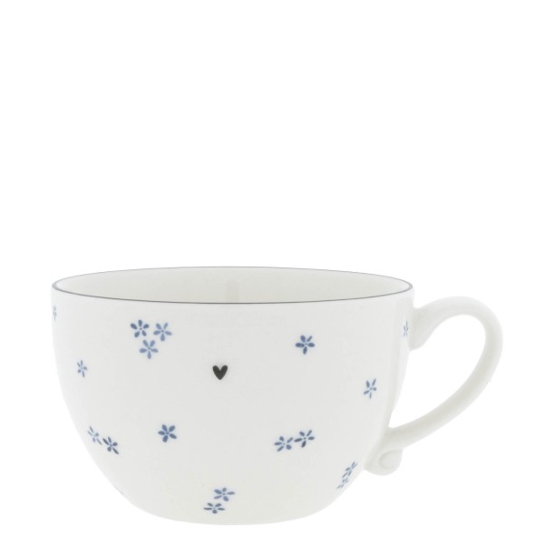 Bastion Collections - Suppentasse klein "Blue Daisies" - weiß/blau/schwarz