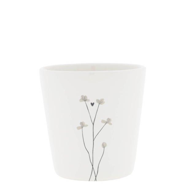 Bastion Collections - Becher groß "Poppies / Blumen" - weiß/schwarz