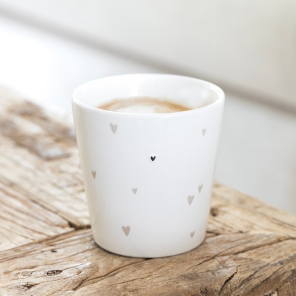Bastion Collections - Becher groß "Hearts" - weiß/beige