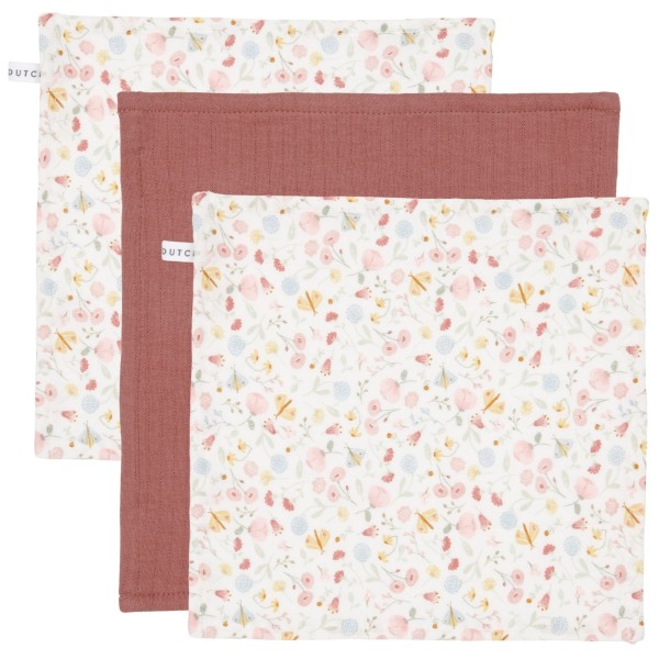 Little Dutch - Schnullertuch 3er-Set "Flowers & Butterflies / Pure Soft Pink"