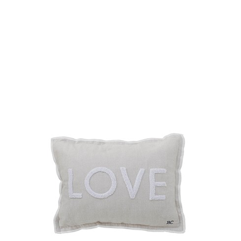 Bastion Collections - Kissen mit Inlet "LOVE" beige/weiß - 25x35 cm