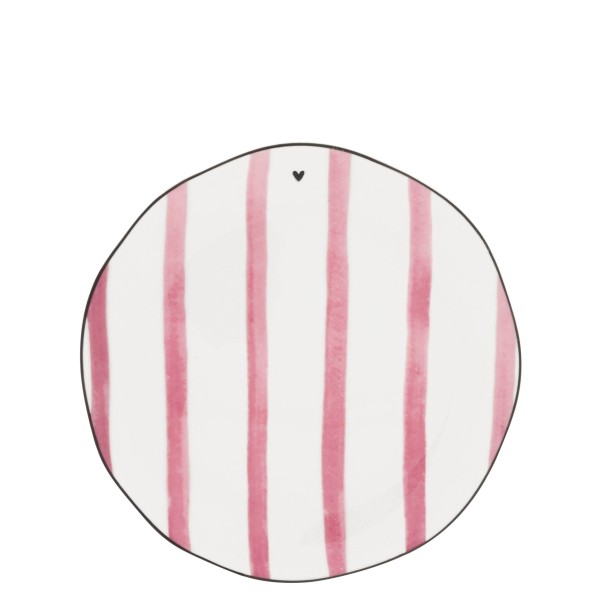 Bastion Collections - Teller "Stripes" 19 cm - weiß/schwarz/pink