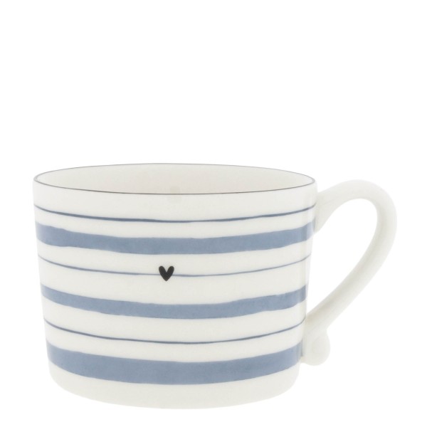 Bastion Collections - Tasse "Watercolour Blue Stripes" weiß/schwarz/blau