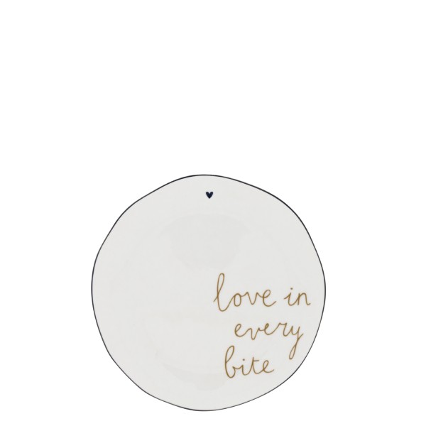 Bastion Collections - Teller "love in every bite" Ø 16 cm - weiß/schwarz/beige