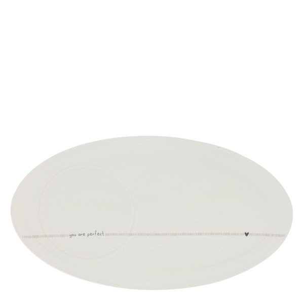 Bastion Collections - Unterteller oval "you are perfect" - 25,5 x 14,5 cm - weiß/schwarz/beige