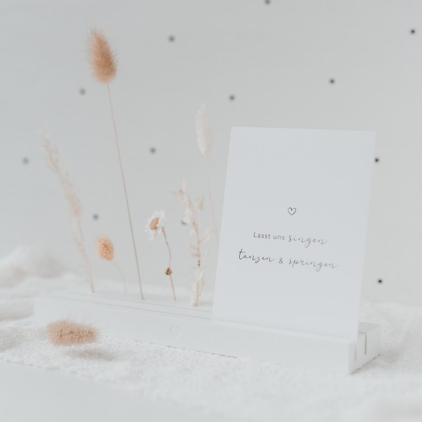 Eulenschnitt - Karten- und Trockenblumenständer "Herz" weiß - 25 cm