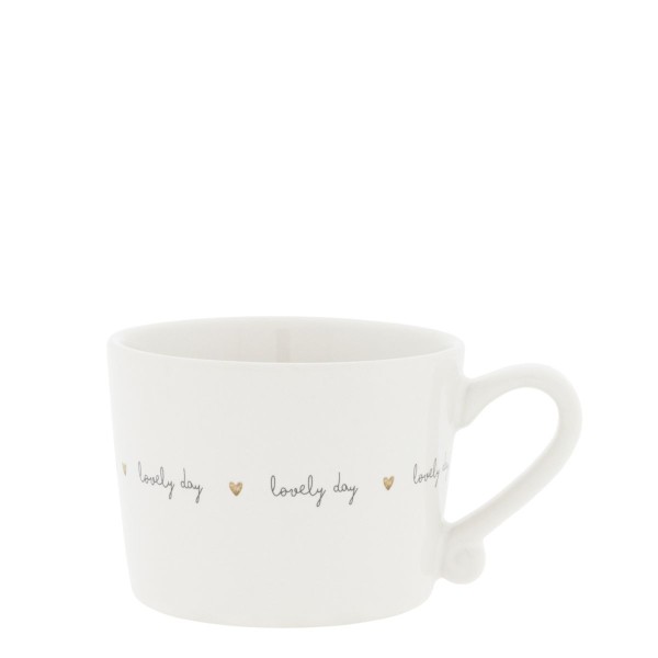 Bastion Collections - Tasse klein "Lovely Day" - weiß/schwarz/beige