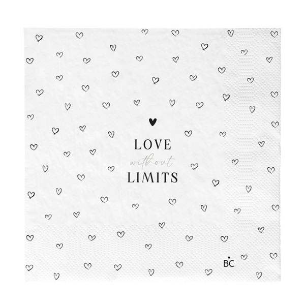 Bastion Collections - Servietten "love without limits" - 20 Stück - weiß/schwarz