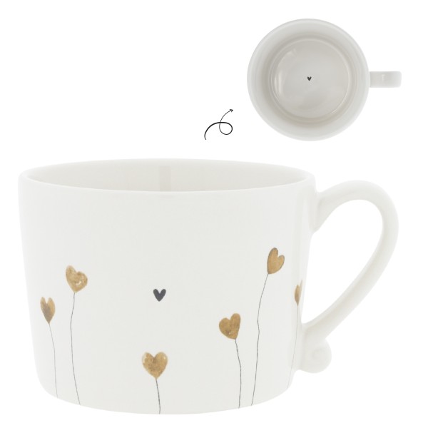Bastion Collections - Tasse "Herzblumen" - weiß/schwarz/beige
