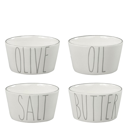 Bastion Collections - Schalen 4er-Set (Salt/Butter/Oil/Olive) - weiß/grau