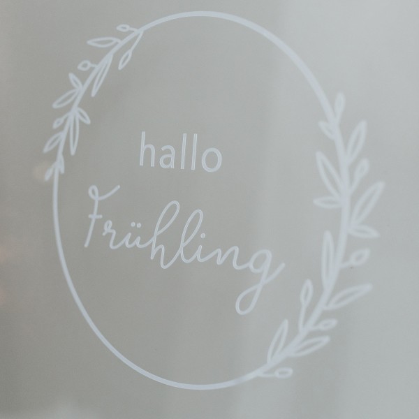 Eulenschnitt - Sticker "Hallo Frühling" - weiß