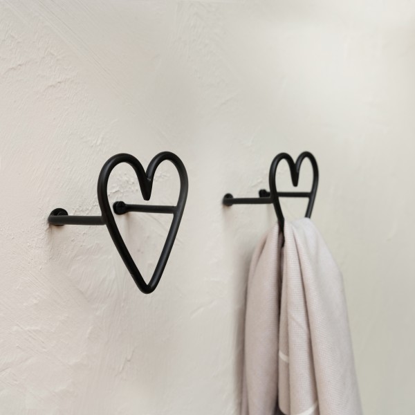 Bastion Collections - Wandhaken Metall "open Heart" - schwarz