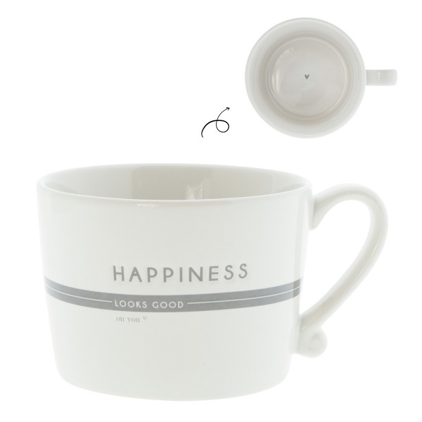 Bastion Collections - Tasse "Happiness" - weiß/grau