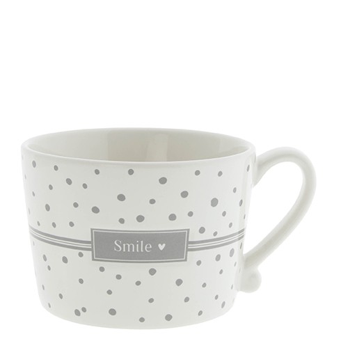Bastion Collections - Tasse "Dots / Smile" - weiß/grau