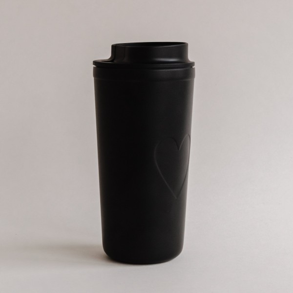 Eulenschnitt - To go Becher "Herz" - schwarz