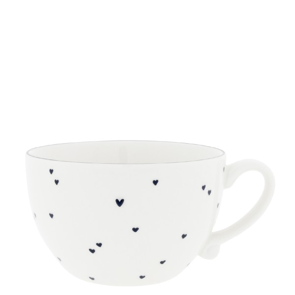Bastion Collections - Suppentasse klein "little hearts" - weiß/schwarz
