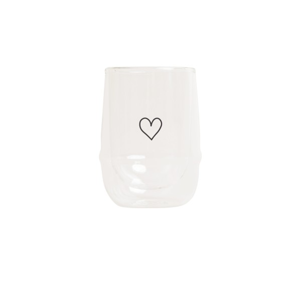 Eulenschnitt - Doppelwandiges Glas "Herz" - 200 ml