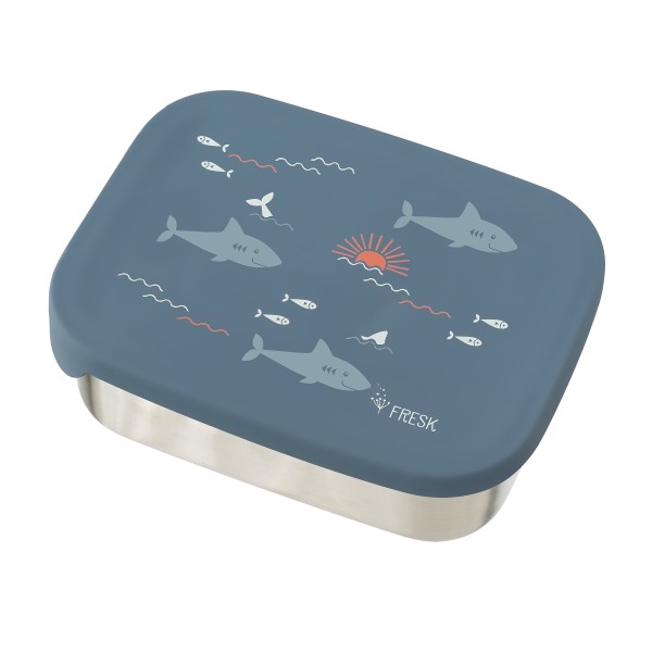 Fresk - Brotzeitbox Metall mit Silikondeckel "Shark"