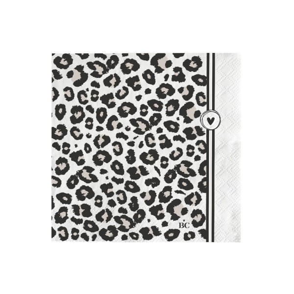 Bastion Collections - Servietten klein "Leopard" - 20 Stück - weiß/schwarz/beige