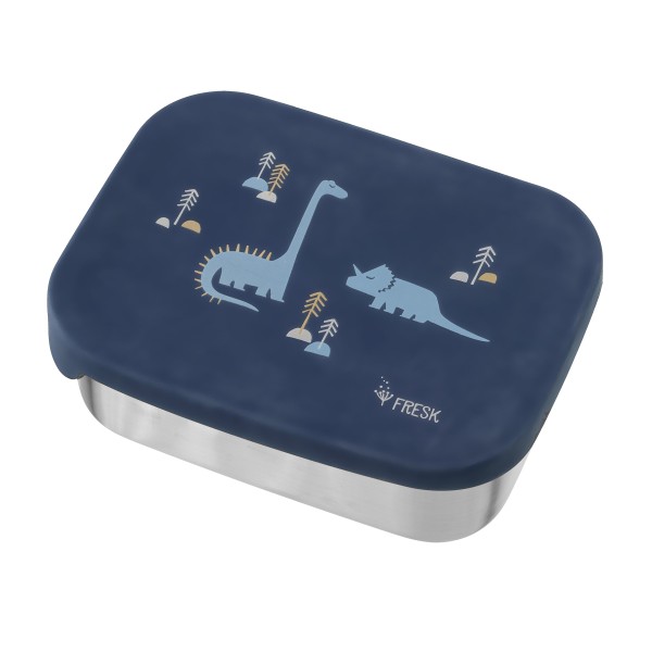 Fresk - Brotzeitbox Metall mit Silikondeckel "Dino"