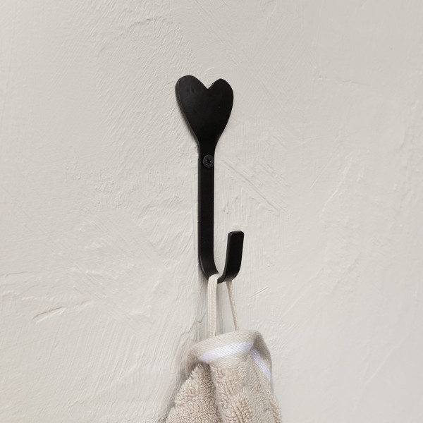 Bastion Collections - Wandhaken Metall "Heart" - schwarz