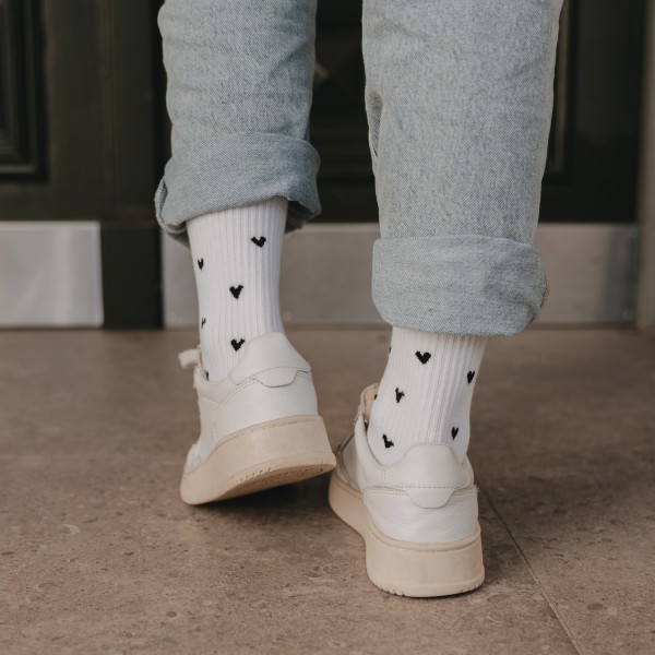 Eulenschnitt - Socken "Herzen allover" - "schwarz" - verschiedene Größen