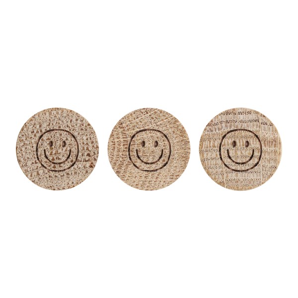 Eulenschnitt - Holzmagnete "Smiley" 3er Set