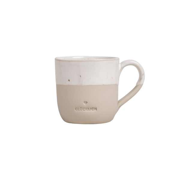 Eulenschnitt - Steingut Capuccino-Tasse - klein "glücklich"