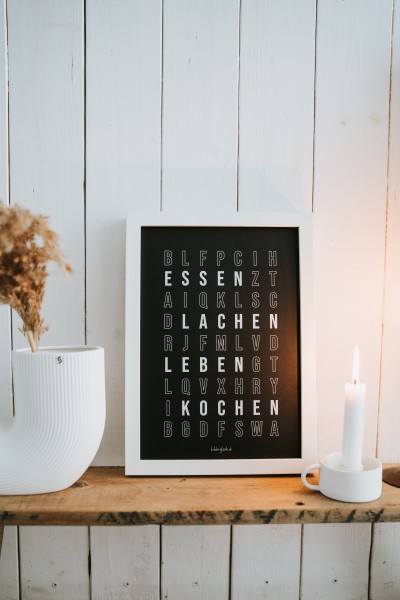 Heldenglück - Poster "Buchstabensalat" - schwarz/weiß