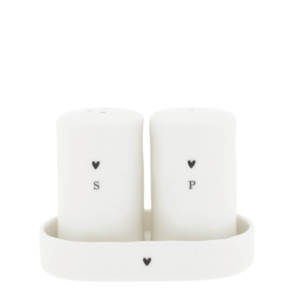 Bastion Collections - Salz- und Pfefferstreuer - "SALT&PEPPER" - weiß/schwarz, 3-teilig