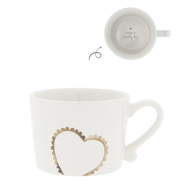 Bastion Collections - Tasse klein "großes Herz" - weiß/braun