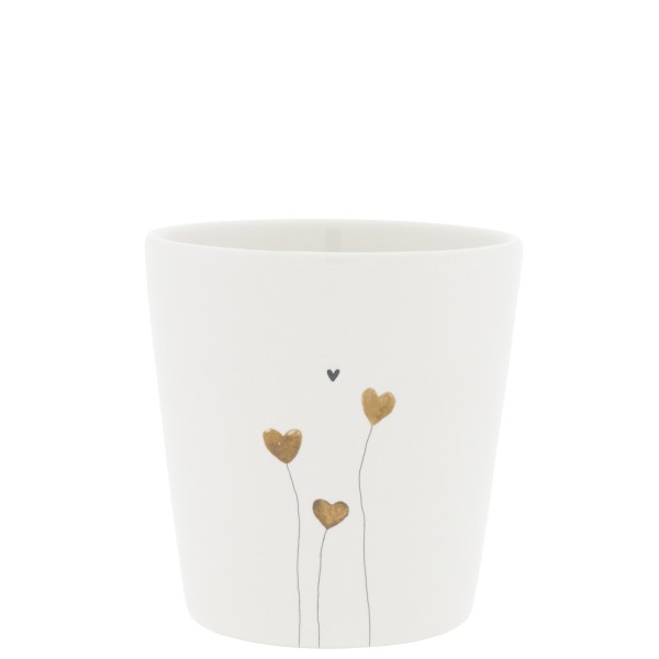 Bastion Collections - Becher groß "Hearts in Bloom" - weiß/schwarz/beige