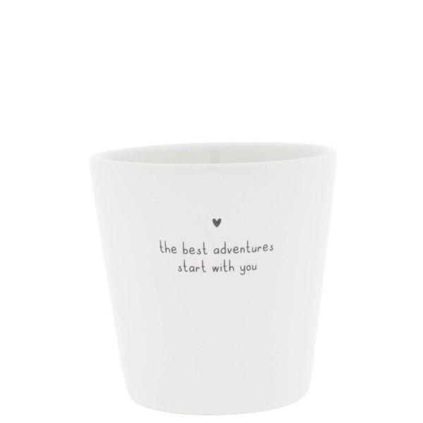 Bastion Collections - Becher groß "the best adventures starts with you" - weiß/schwarz
