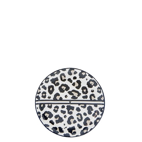Bastion Collections - Teller / Teebeutelablage "Leopard" 9 cm - weiß/schwarz/beige