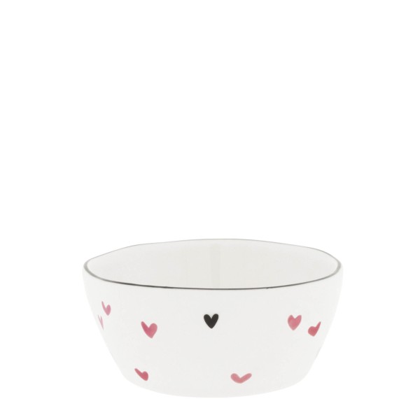Bastion Collections - Schale klein "Hearts" - weiß/schwarz/pink - Ø 9,5