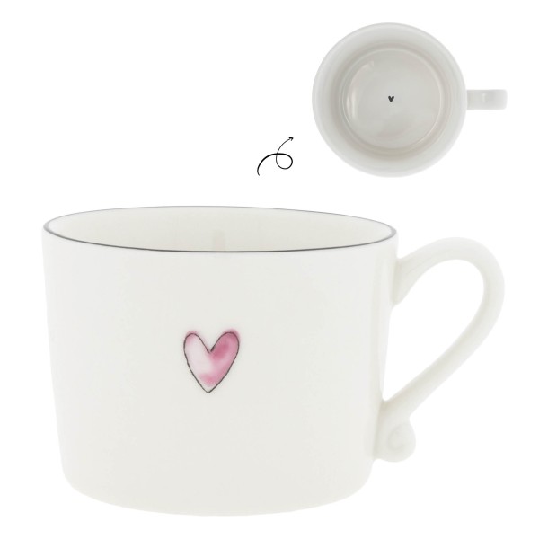 Bastion Collections - Tasse "Heart" weiß/schwarz/pink