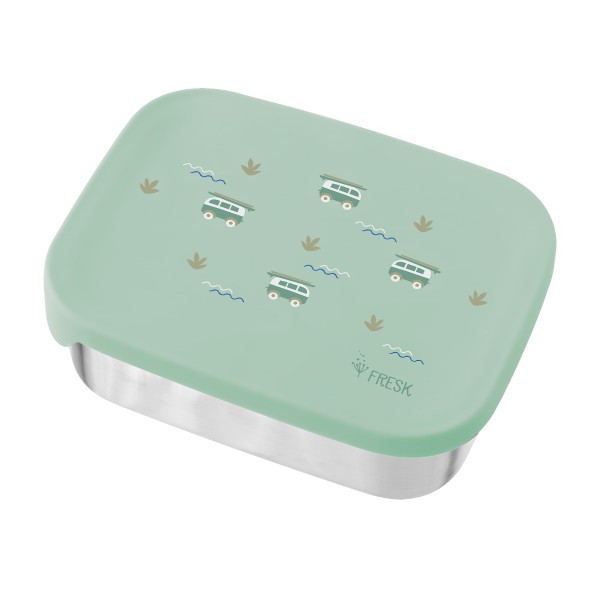 Fresk - Brotzeitbox Metall mit Silikondeckel "Surf Boy"
