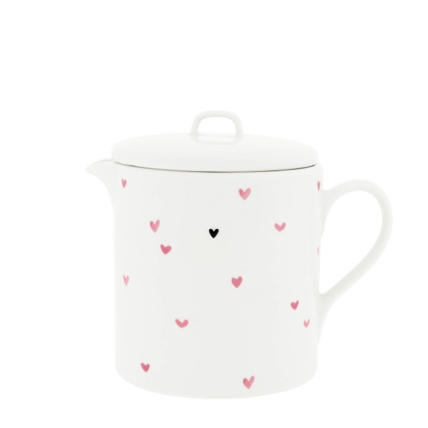 Bastion Collections - Teekanne "Hearts" - weiß/pink