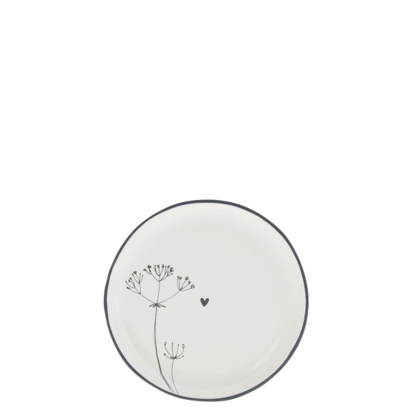 Bastion Collections - Teller / Teebeutelablage "Blume" 9 cm - weiß/schwarz