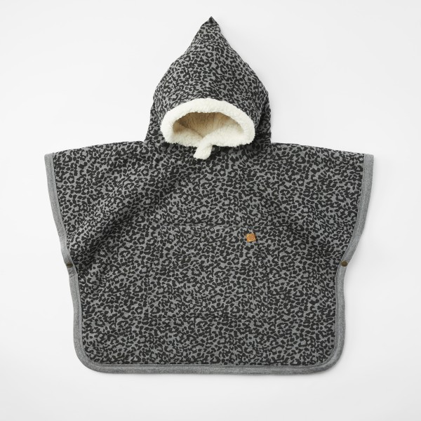 cloby - Teddy-Poncho "Leopard" grau/schwarz