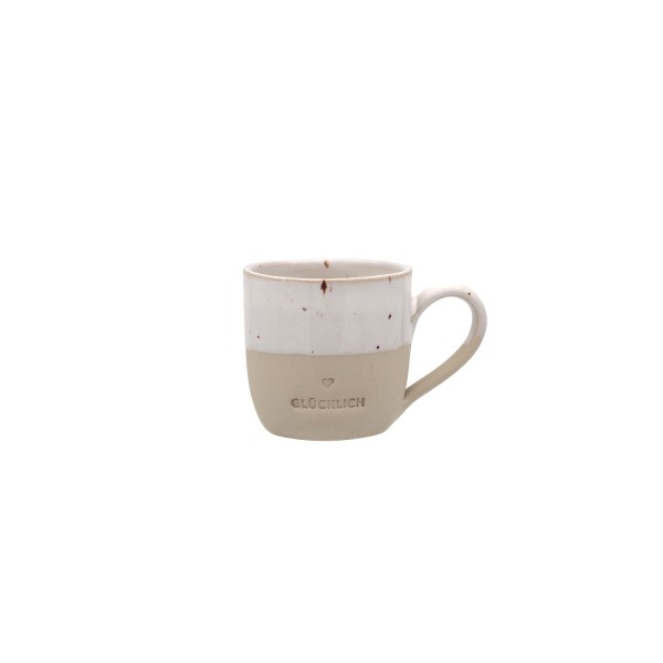 Eulenschnitt - Steingut Espresso-Tasse "Glücklich"