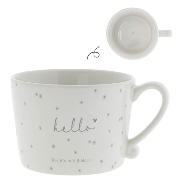 Bastion Collections - Tasse "hello - live life in full bloom" - weiß/grau