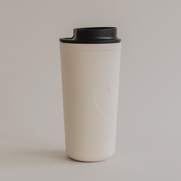 Eulenschnitt - To go Becher "Herz" - beige