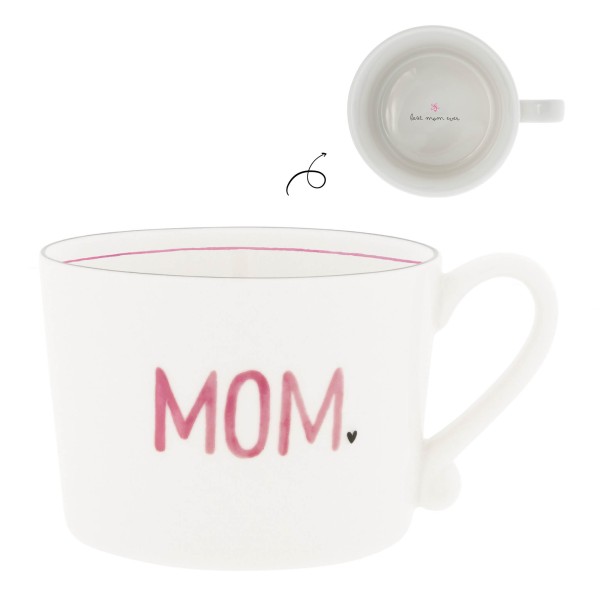 Bastion Collections - Tasse "MOM" weiß/schwarz/pink